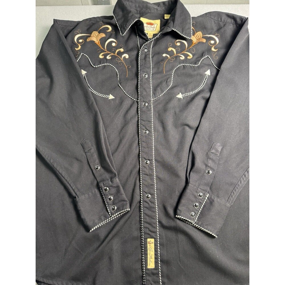 Larry Mahan Western Pearl Snap Shirt Men’s XL Embroidered Smile Pockets L/S EUC